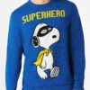 Man Lightweight Sweater With Snoopy Jacquard| SNOOPY PEANUTS™ SPECIAL EDITION 1 Man Lightweight Sweater With Snoopy Jacquard| SNOOPY PEANUTS™ SPECIAL EDITION -MC2 Saint Barth Shop man blue sweater snoopy superhero print special edition