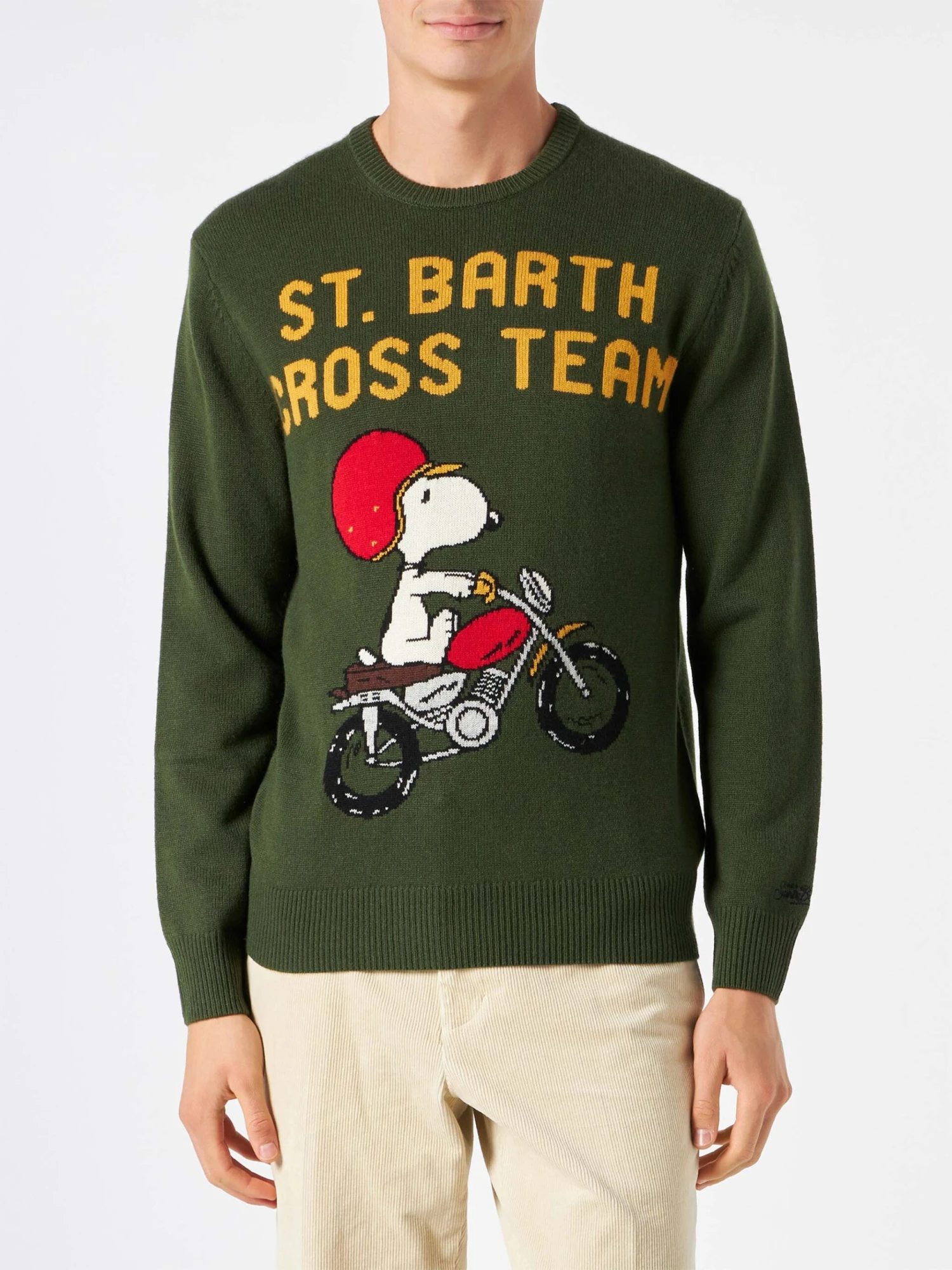 MC2 Saint Barth Man Military Green Sweater With Snoopy Print | PEANUTS™ SPECIAL EDITION 4 MC2 Saint Barth Man Military Green Sweater With Snoopy Print | PEANUTS™ SPECIAL EDITION - Image 2