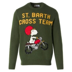 MC2 Saint Barth Man Military Green Sweater With Snoopy Print | PEANUTS™ SPECIAL EDITION 9 MC2 Saint Barth Man Military Green Sweater With Snoopy Print | PEANUTS™ SPECIAL EDITION -MC2 Saint Barth Shop man sweater green crossteam 4