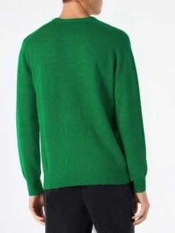 MC2 Saint Barth Man Cashmere Blend Sweater With Fiat 500 Jacquard | FIAT 500 SPECIAL EDITION -MC2 Saint Barth Shop man sweater green vespa wintermood 2