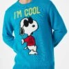 Man Sweater With Snoopy I'm Cool Print| SNOOPY - PEANUTS™ SPECIAL EDITION 2 Man Sweater With Snoopy I'm Cool Print| SNOOPY - PEANUTS™ SPECIAL EDITION -MC2 Saint Barth Shop man sweater peanuts turquoise 1