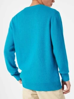 Man Sweater With Snoopy I'm Cool Print| SNOOPY - PEANUTS™ SPECIAL EDITION -MC2 Saint Barth Shop man sweater peanuts turquoise 2