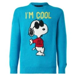 Man Sweater With Snoopy I'm Cool Print| SNOOPY - PEANUTS™ SPECIAL EDITION -MC2 Saint Barth Shop man sweater peanuts turquoise 4