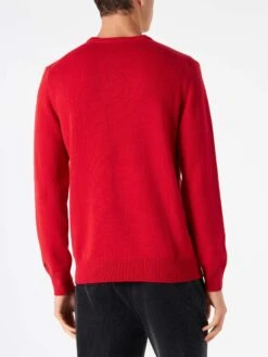 MC2 Saint Barth Man Red Sweater With Snoopy Print | SNOOPY - PEANUTS™ SPECIAL EDITION -MC2 Saint Barth Shop man sweater snoopy christmas 2