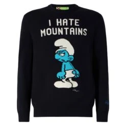 Man Blue Navy Sweater "I Hate Mountains Smurf" Print | ©PEYO SPECIAL EDITION 9 Man Blue Navy Sweater "I Hate Mountains Smurf" Print | ©PEYO SPECIAL EDITION -MC2 Saint Barth Shop man sweater thesmurfs black 4