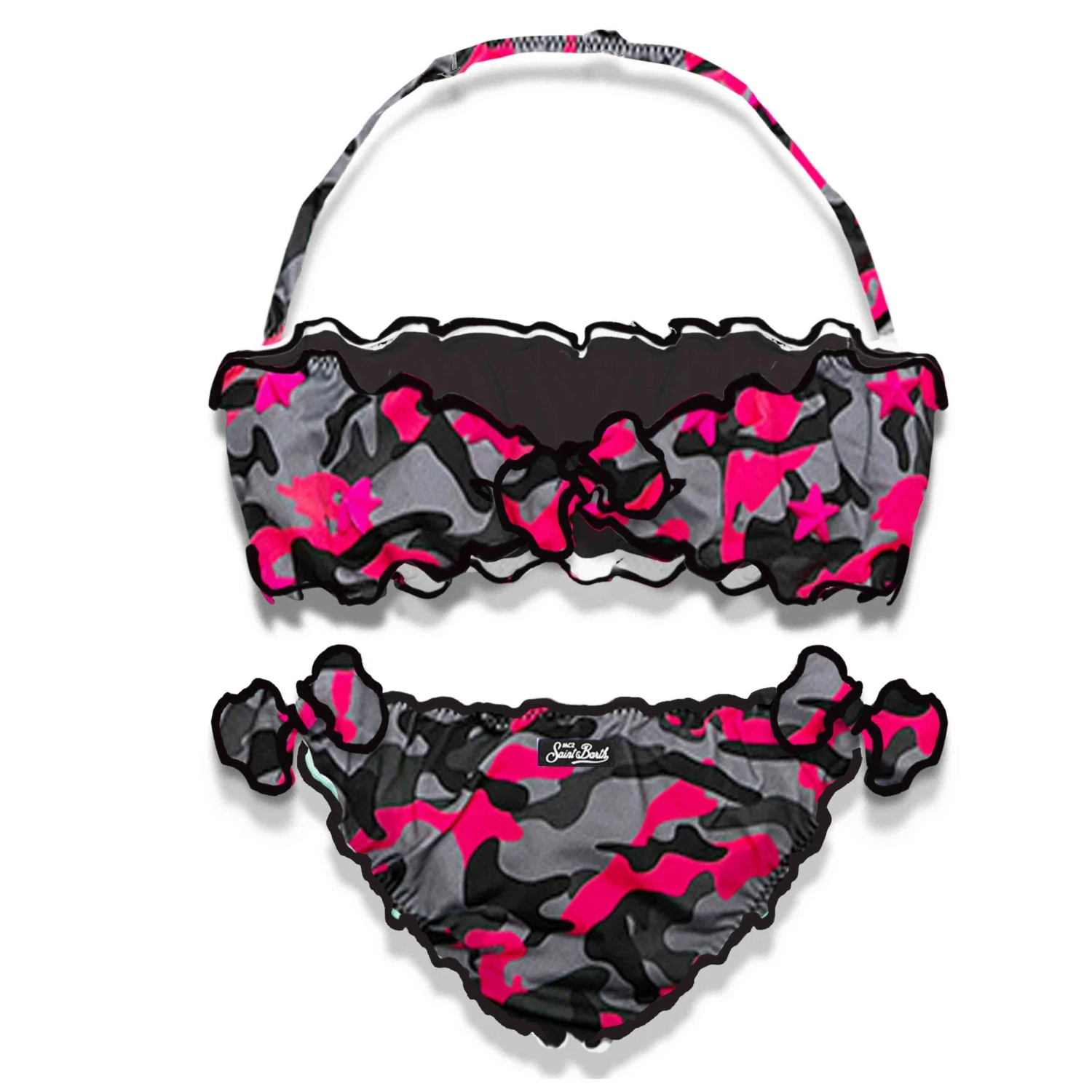 Girl Bandeau Bikini With Fucsia Mimetic Print 4 Girl Bandeau Bikini With Fucsia Mimetic Print - Image 2