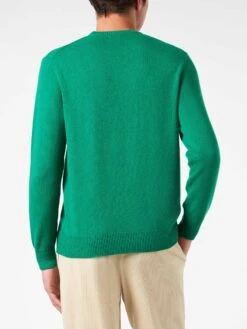 MC2 Saint Barth Man Crewneck Sweater With Snoopy Tennis Jacquard | SNOOPY - ©PEANUTS SPECIAL EDITION -MC2 Saint Barth Shop padel snoopy green sweater 3