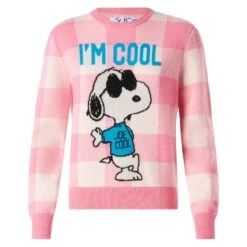 Woman Sweater With Snoopy I'm Cool Print| SNOOPY - PEANUTS™ SPECIAL EDITION -MC2 Saint Barth Shop peanuts pink sweatshirt woman