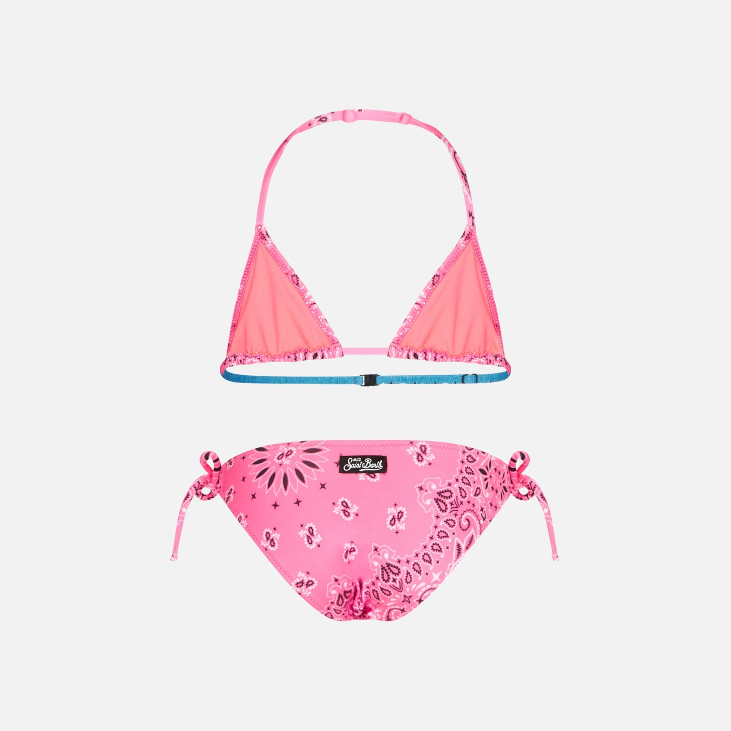 MC2 Saint Barth Girl Triangle Bikini With Fluo Pink Bandanna Print 4 MC2 Saint Barth Girl Triangle Bikini With Fluo Pink Bandanna Print - Image 2