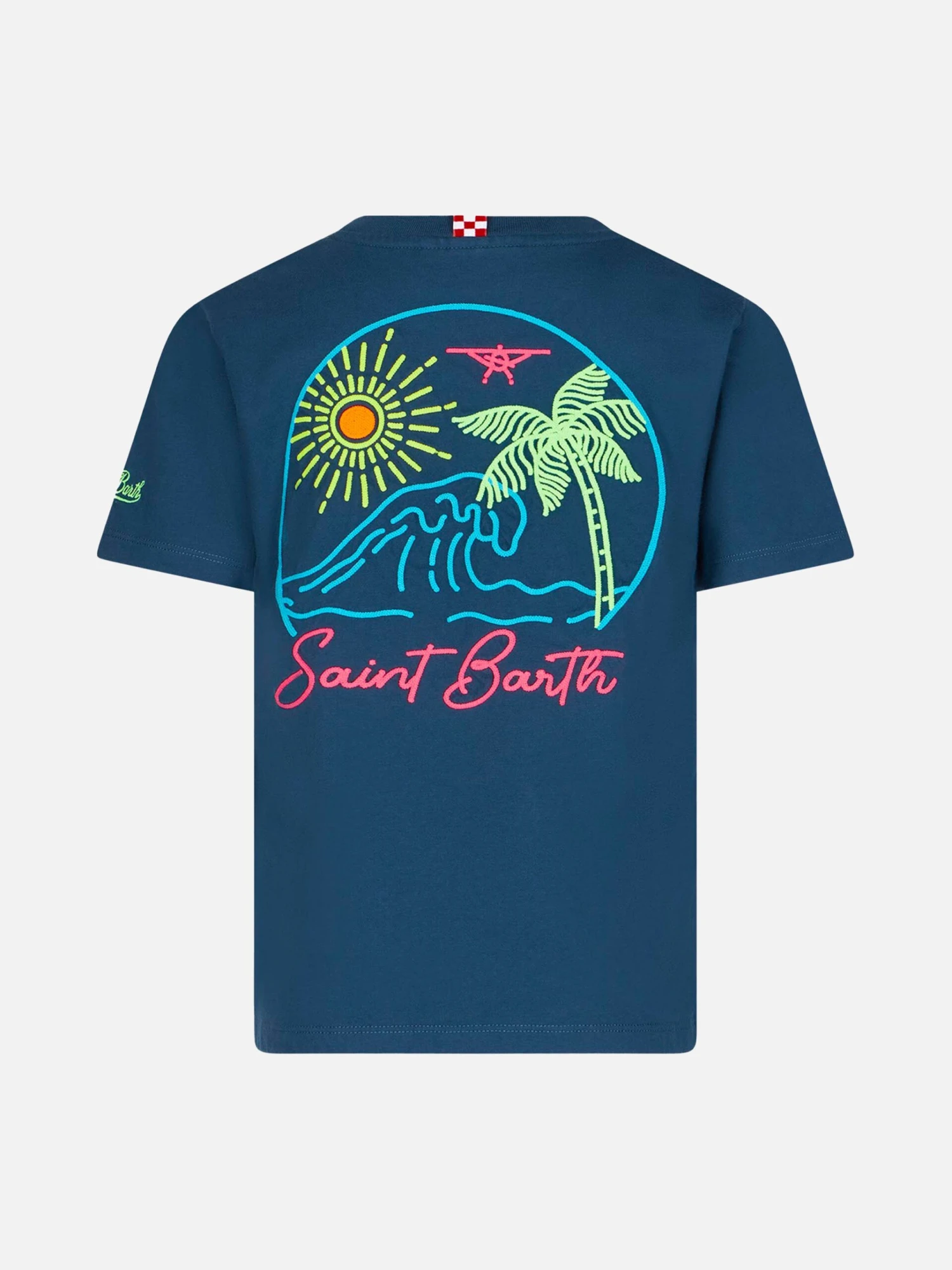 MC2 Saint Barth Boy Blue Cotton T-shirt With St. Barth Beach Print 5 MC2 Saint Barth Boy Blue Cotton T-shirt With St. Barth Beach Print - Image 3