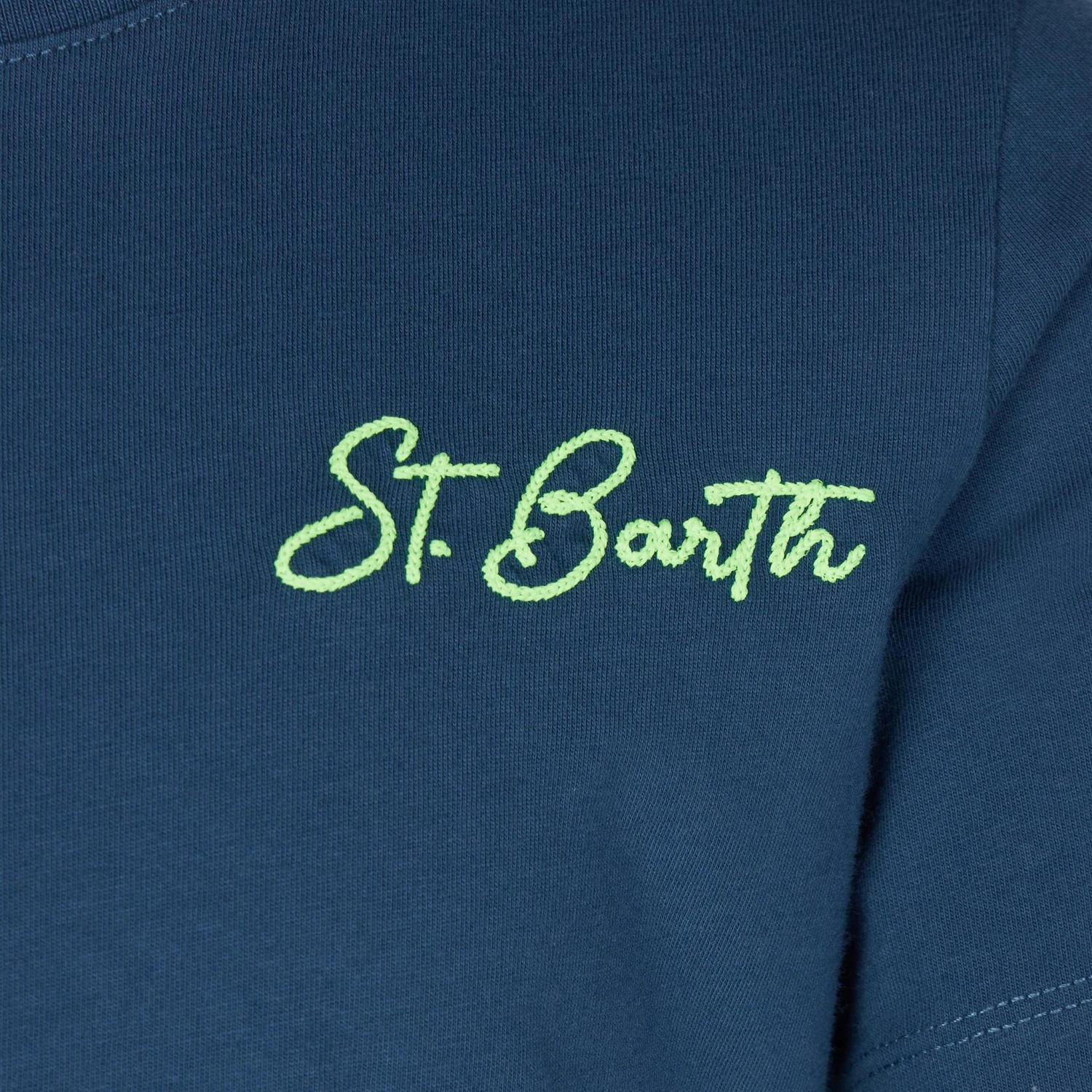 MC2 Saint Barth Boy Blue Cotton T-shirt With St. Barth Beach Print 4 MC2 Saint Barth Boy Blue Cotton T-shirt With St. Barth Beach Print - Image 2