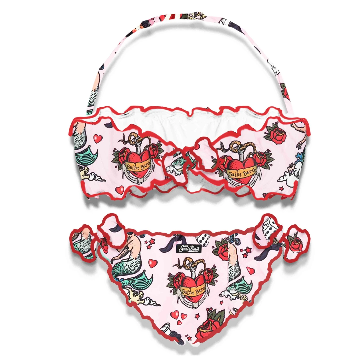 Girl Bandeau Bikini With Mermaid Print 4 Girl Bandeau Bikini With Mermaid Print - Image 2