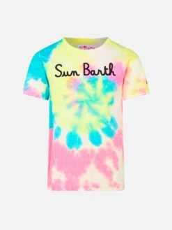 Boy Tie Dye Print T-shirt With Sun Barth Embroidery