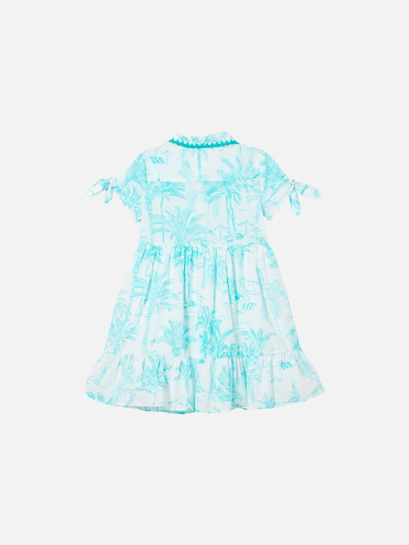 MC2 Saint Barth Girl Dress With Water Green Toile De Jouy Pattern 4 MC2 Saint Barth Girl Dress With Water Green Toile De Jouy Pattern - Image 2