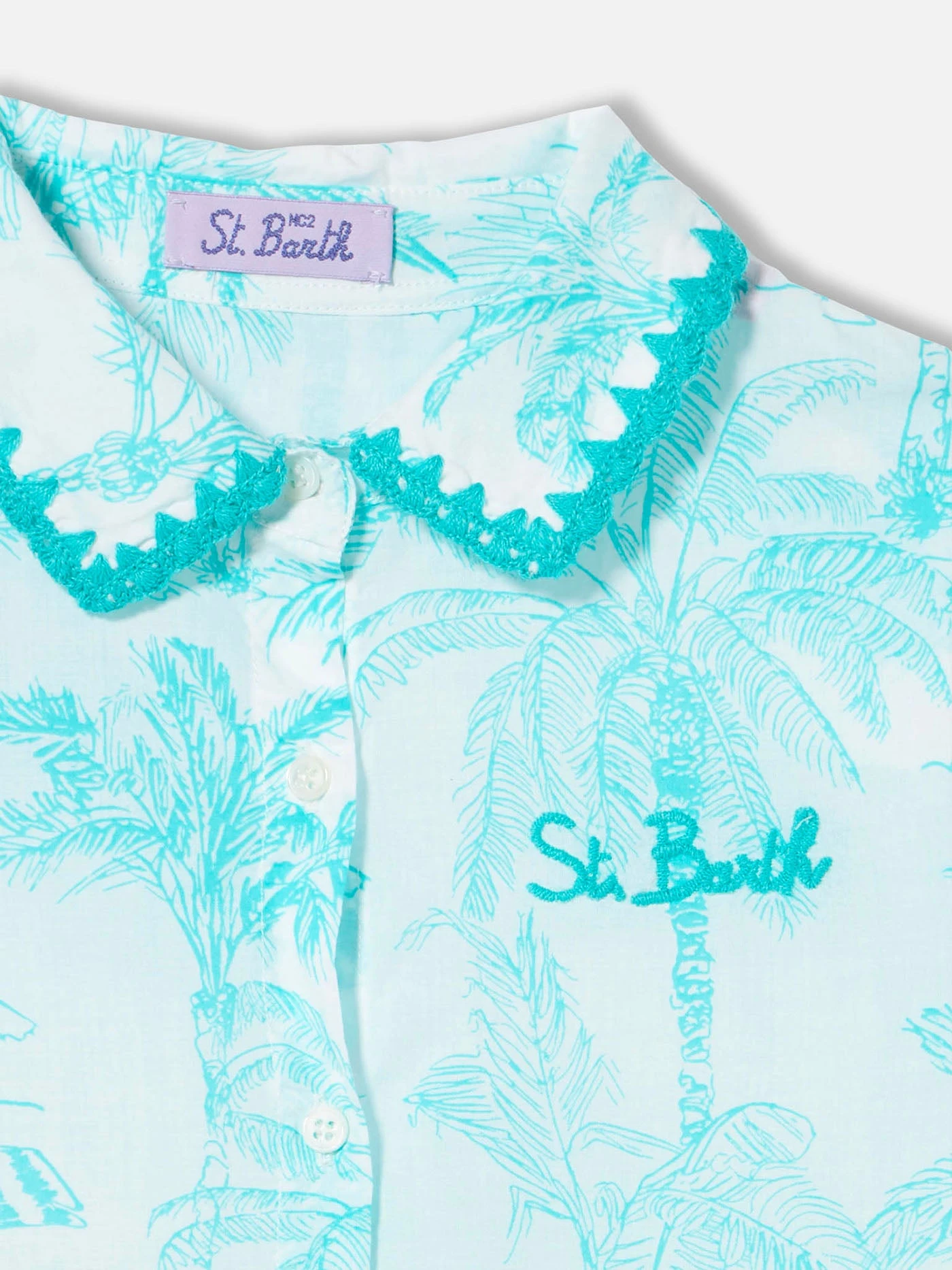 MC2 Saint Barth Girl Dress With Water Green Toile De Jouy Pattern 5 MC2 Saint Barth Girl Dress With Water Green Toile De Jouy Pattern - Image 3