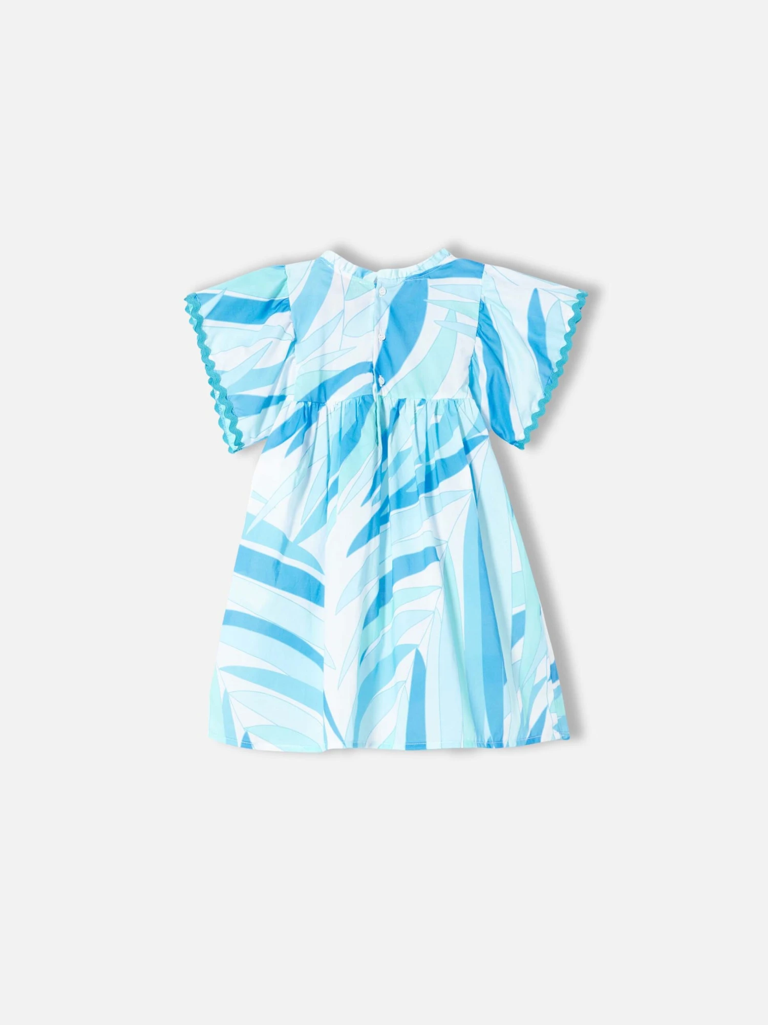 MC2 Saint Barth Girl Dress With Light Blue Palms Print 4 MC2 Saint Barth Girl Dress With Light Blue Palms Print - Image 2