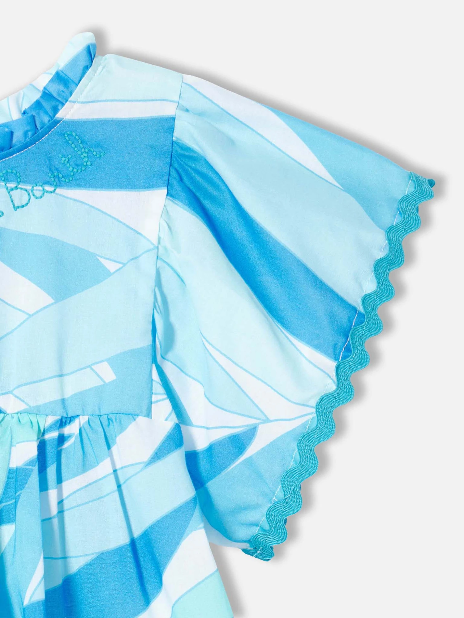 MC2 Saint Barth Girl Dress With Light Blue Palms Print 5 MC2 Saint Barth Girl Dress With Light Blue Palms Print - Image 3