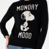 Woman Sweater With Monday Mood Snoopy Print | SNOOPY - PEANUTS™ SPECIAL EDITION -MC2 Saint Barth Shop woman black sweater monday mood snoopy special edition
